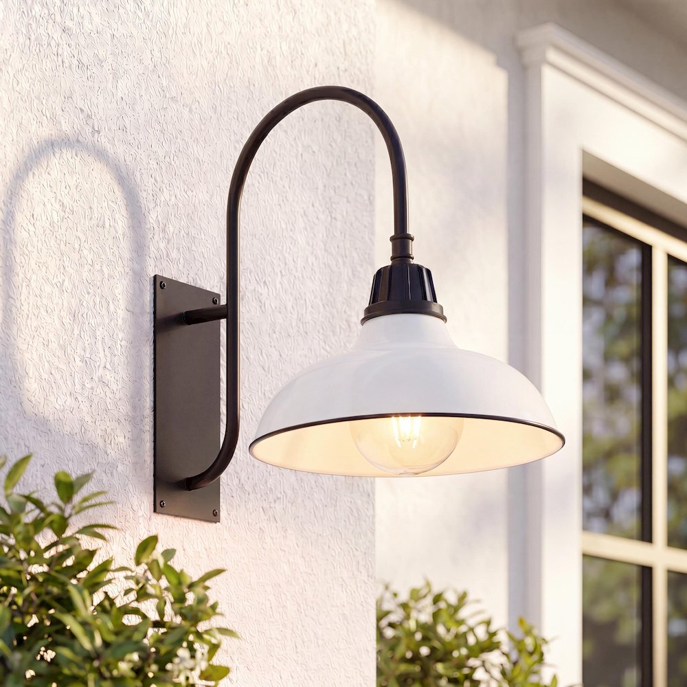 Industrial Indoor/Outdoor Iron Led Gooseneck Arm Outdoor Sconce. Picture 7
