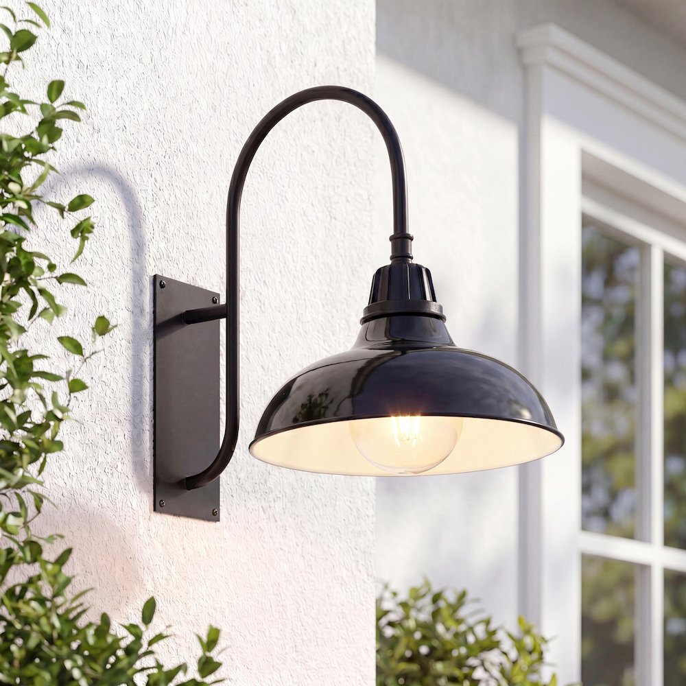 Industrial Indoor/Outdoor Iron Led Gooseneck Arm Outdoor Sconce. Picture 7
