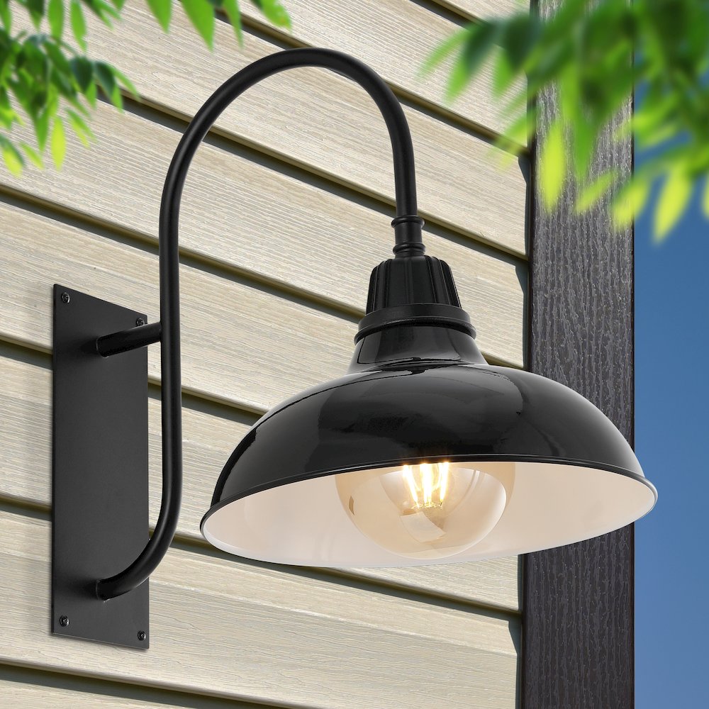 Industrial Indoor/Outdoor Iron Led Gooseneck Arm Outdoor Sconce. Picture 5
