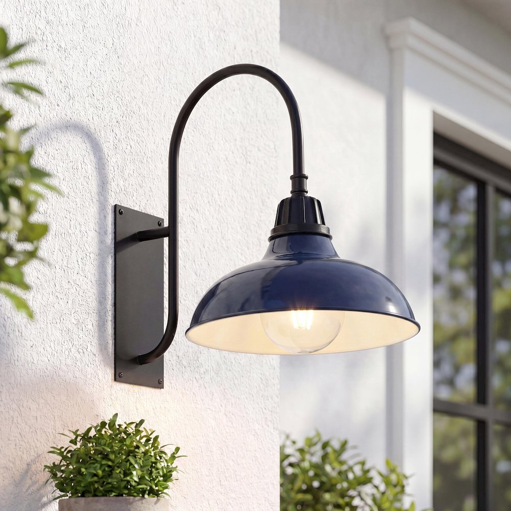 Industrial Indoor/Outdoor Iron Led Gooseneck Arm Outdoor Sconce. Picture 7