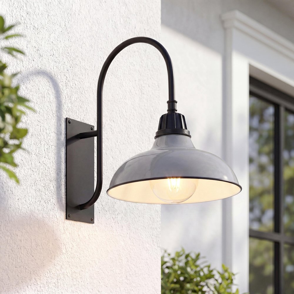 Industrial Indoor/Outdoor Iron Led Gooseneck Arm Outdoor Sconce. Picture 7