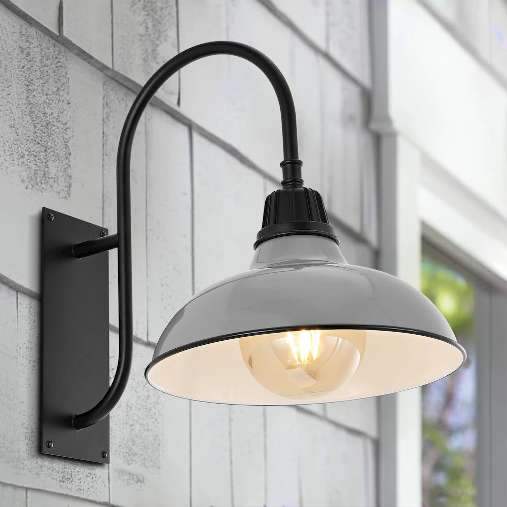 Industrial Indoor/Outdoor Iron Led Gooseneck Arm Outdoor Sconce. Picture 4