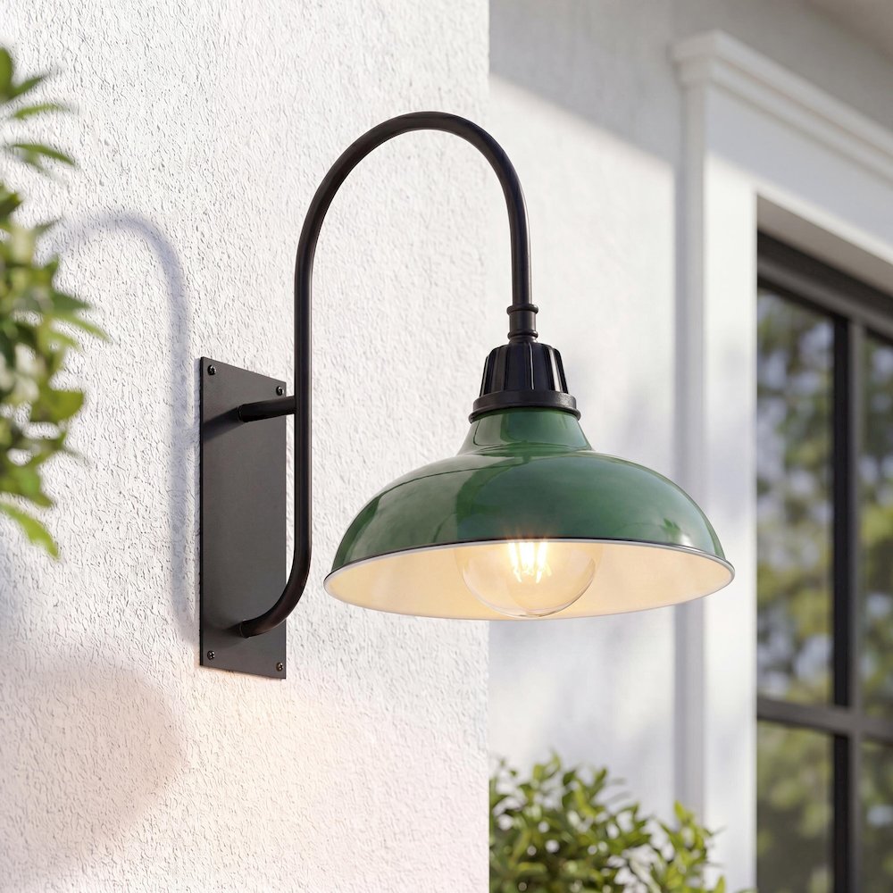 Industrial Indoor/Outdoor Iron Led Gooseneck Arm Outdoor Sconce. Picture 7