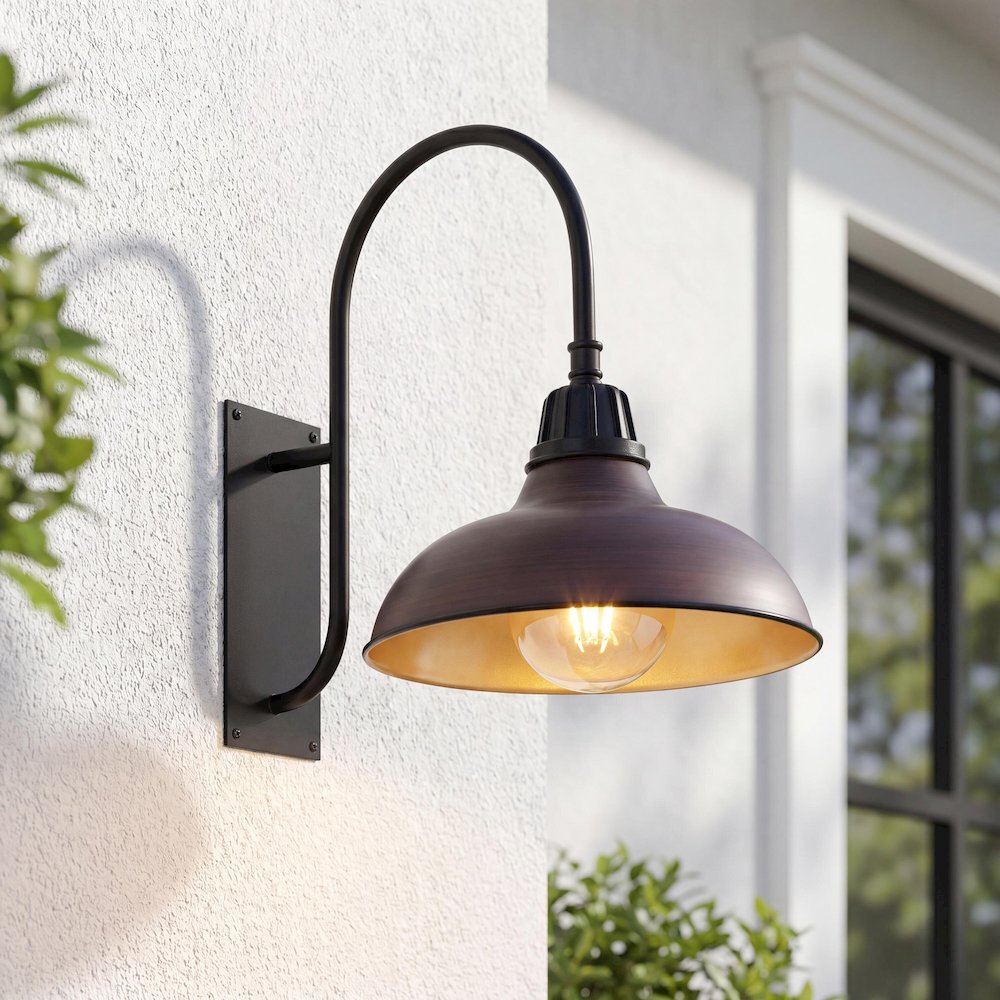 Industrial Indoor/Outdoor Iron Led Gooseneck Arm Outdoor Sconce. Picture 7