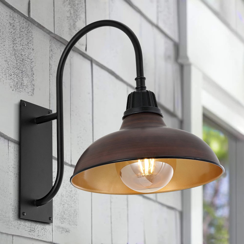 Industrial Indoor/Outdoor Iron Led Gooseneck Arm Outdoor Sconce. Picture 4