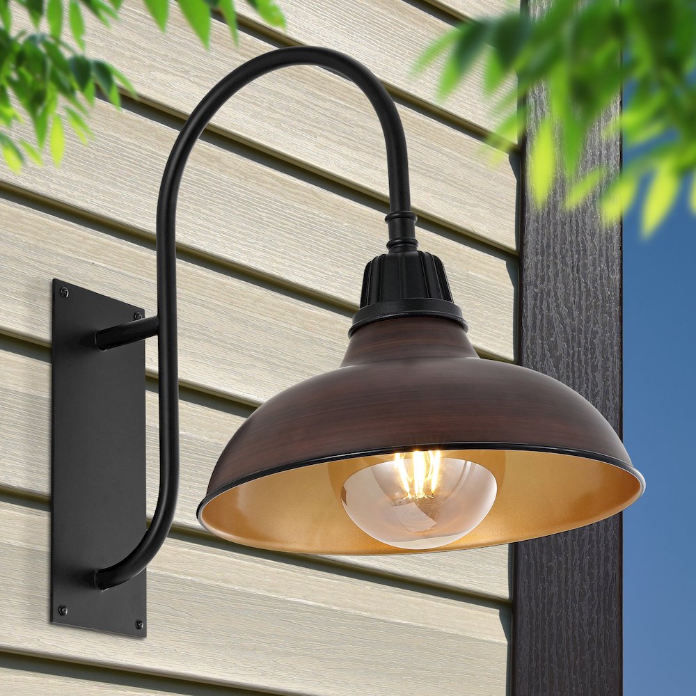 Industrial Indoor/Outdoor Iron Led Gooseneck Arm Outdoor Sconce. Picture 5