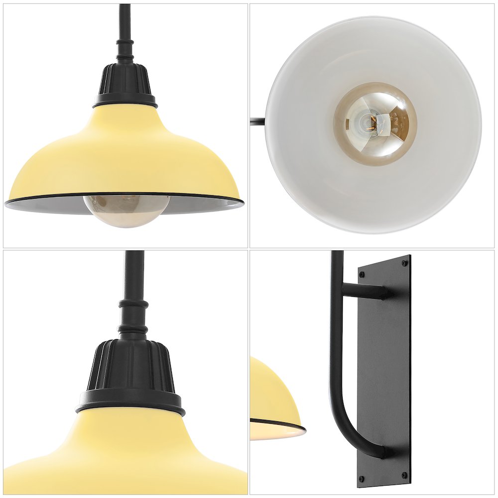 Indoor/Outdoor Iron LED Gooseneck Arm Outdoor Sconce, Matte Yellow. Picture 4