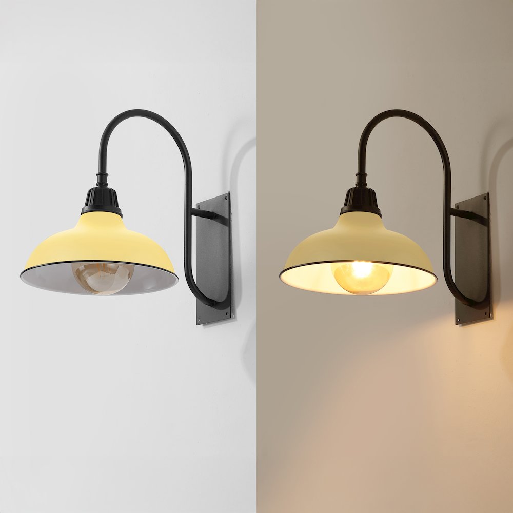 Indoor/Outdoor Iron LED Gooseneck Arm Outdoor Sconce, Matte Yellow. Picture 5