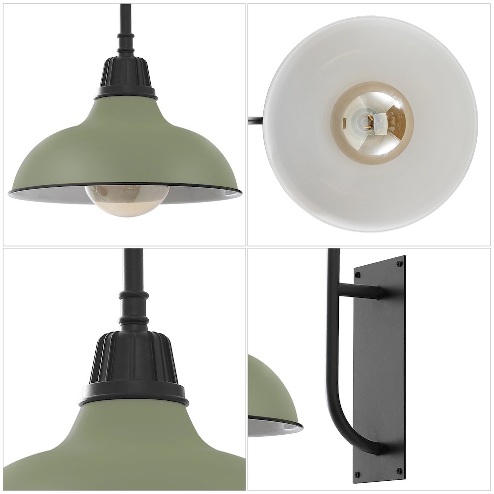 Indoor/Outdoor Iron LED Gooseneck Arm Outdoor Sconce, Matte Olive Green. Picture 4