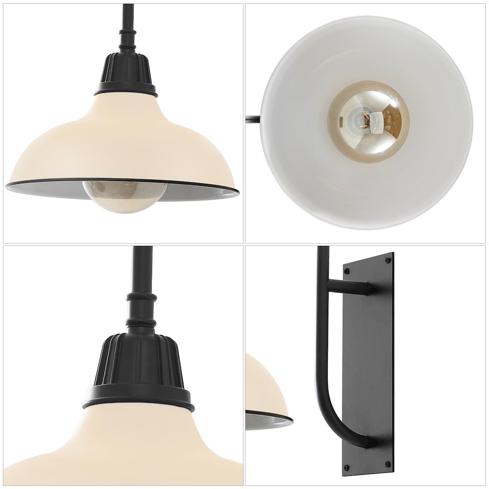Indoor/Outdoor Iron LED Gooseneck Arm Outdoor Sconce, Matte Almond. Picture 4
