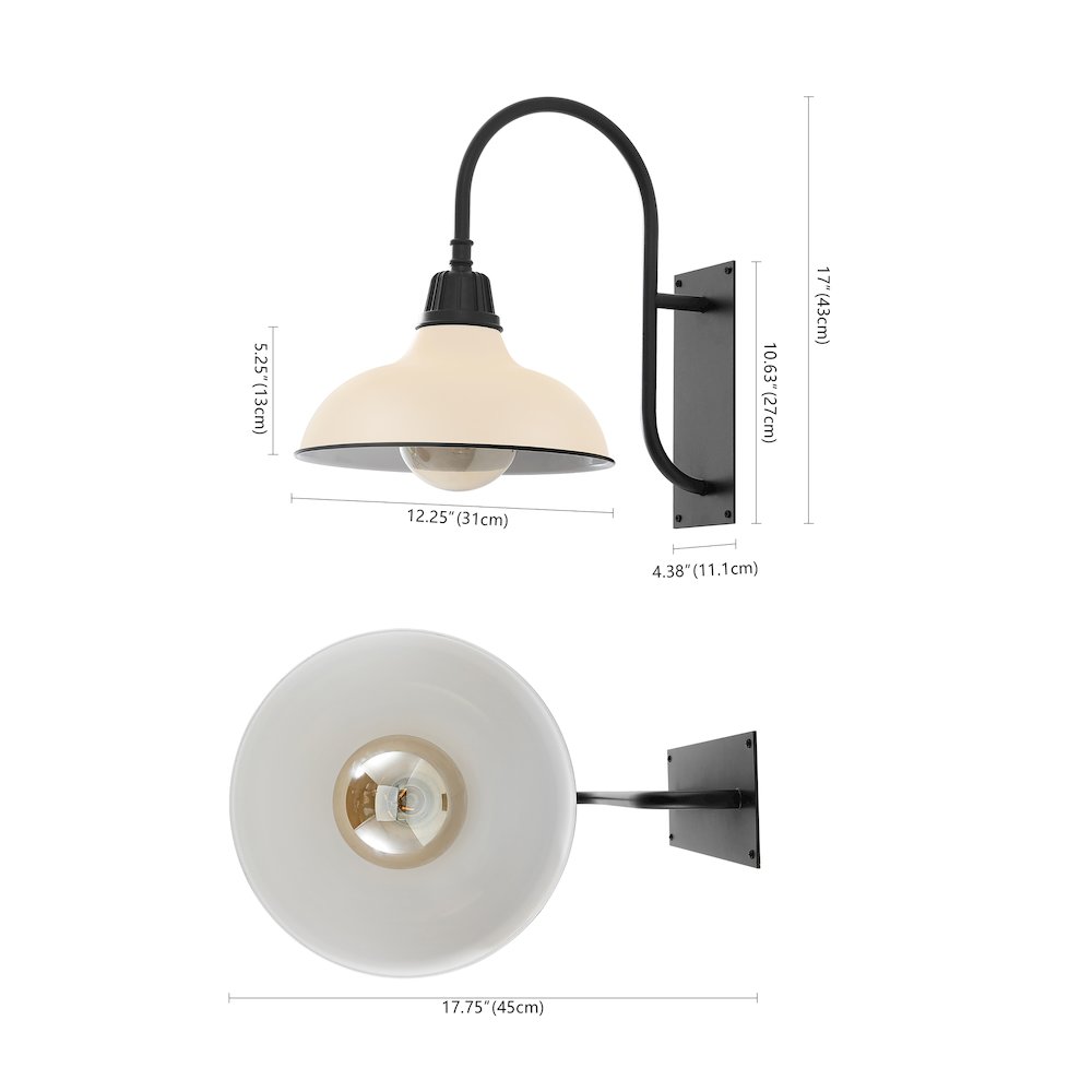 Indoor/Outdoor Iron LED Gooseneck Arm Outdoor Sconce, Matte Almond. Picture 3