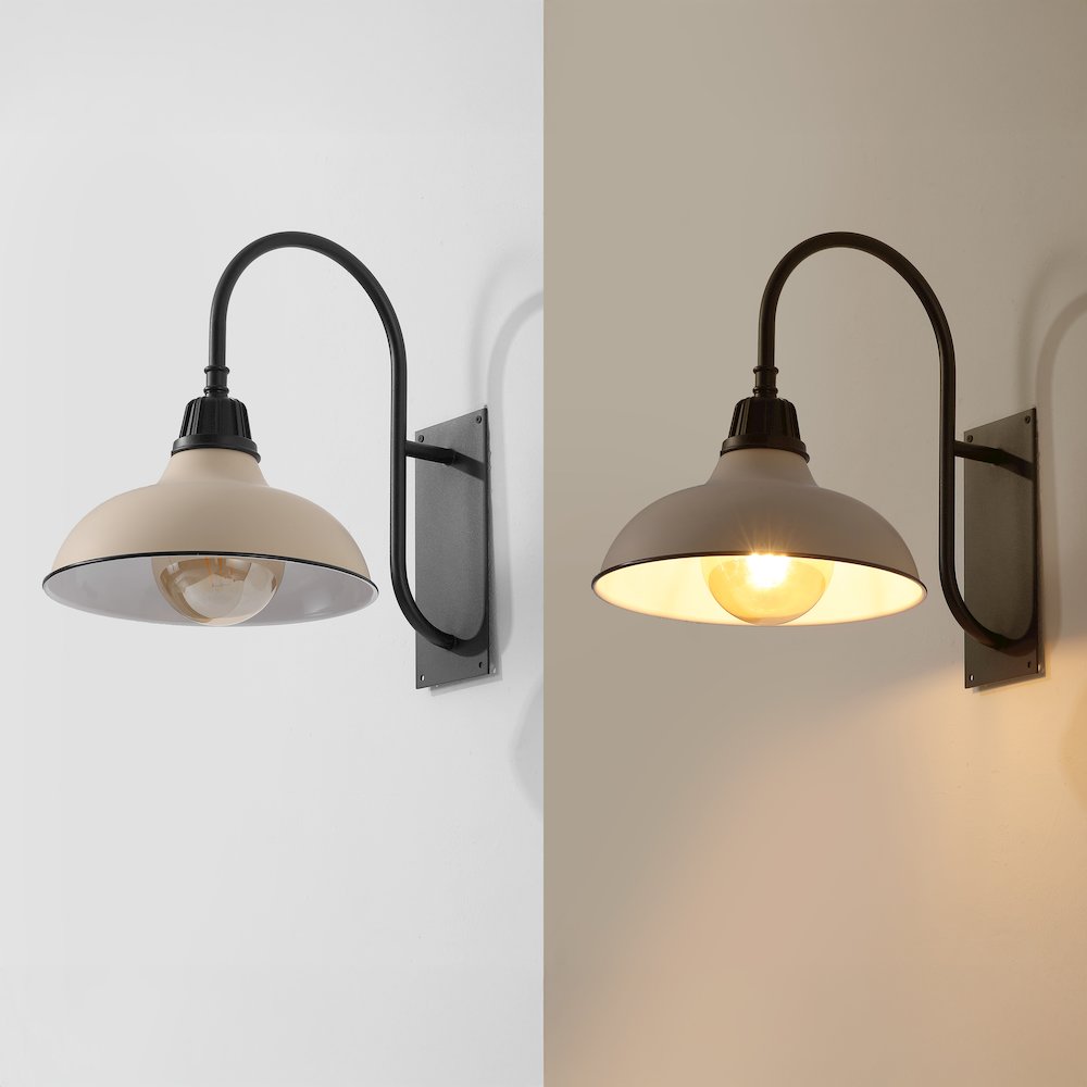 Indoor/Outdoor Iron LED Gooseneck Arm Outdoor Sconce, Matte Almond. Picture 5