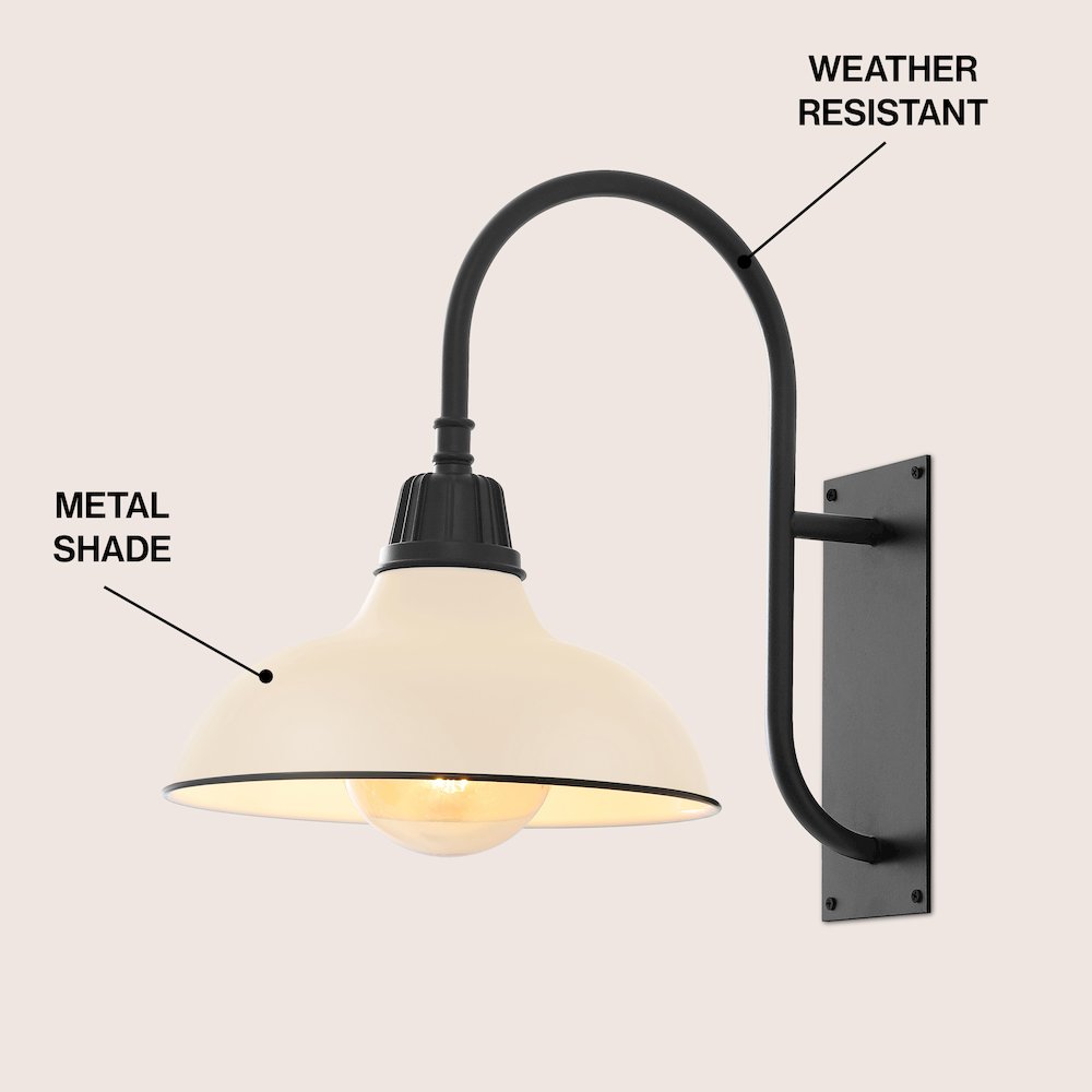 Indoor/Outdoor Iron LED Gooseneck Arm Outdoor Sconce, Matte Almond. Picture 2