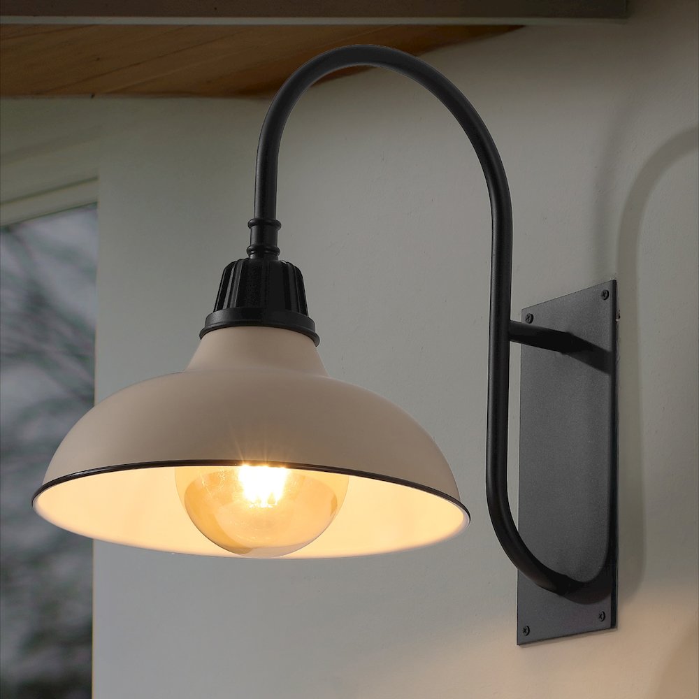 Indoor/Outdoor Iron LED Gooseneck Arm Outdoor Sconce, Matte Almond. Picture 6