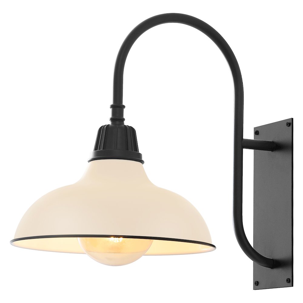 Indoor/Outdoor Iron LED Gooseneck Arm Outdoor Sconce, Matte Almond. Picture 1