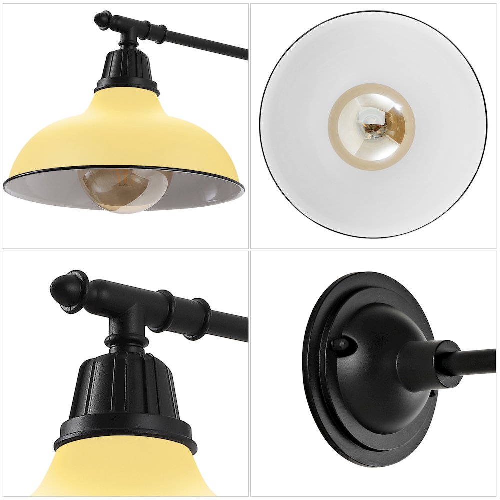 12.25" 1-Light Industrial Iron LED Victorian Arm Outdoor Sconce, Matte Yellow. Picture 4