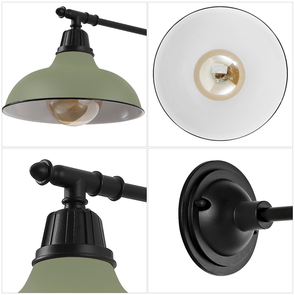 12.25" 1-Light  Iron LED Victorian Arm Outdoor Sconce, Matte Olive Green. Picture 4