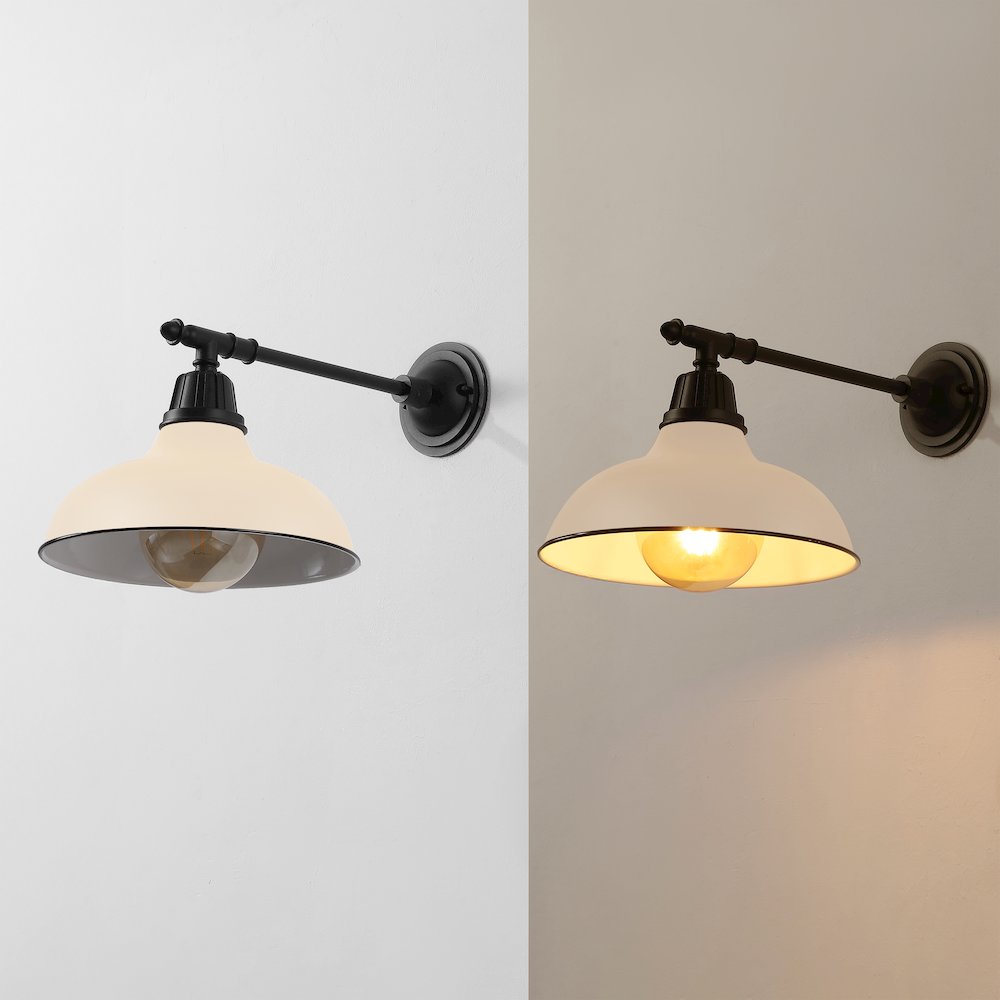 12.25" 1-Light Industrial Iron LED Victorian Arm Outdoor Sconce, Matte Almond. Picture 5