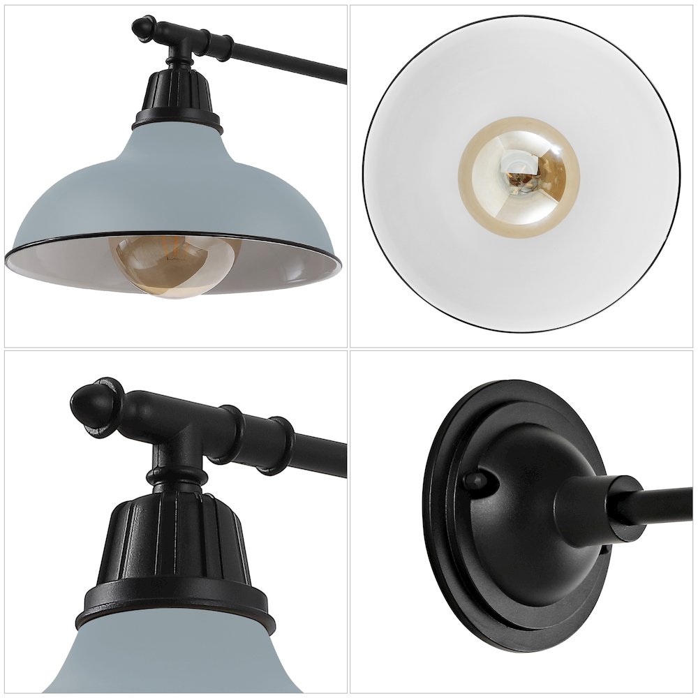 12.25" 1-Light Industrial Iron LED Victorian Arm Outdoor Sconce, Matte Gray. Picture 4