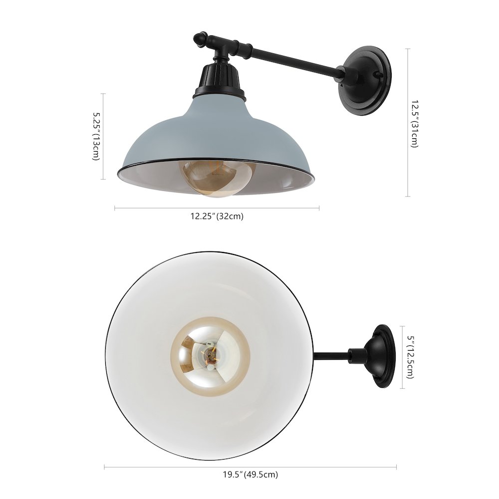 12.25" 1-Light Industrial Iron LED Victorian Arm Outdoor Sconce, Matte Gray. Picture 6