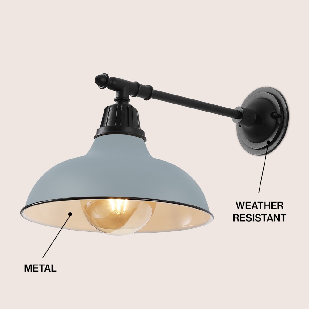12.25" 1-Light Industrial Iron LED Victorian Arm Outdoor Sconce, Matte Gray. Picture 3
