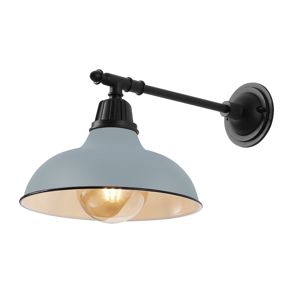 12.25" 1-Light Industrial Iron LED Victorian Arm Outdoor Sconce, Matte Gray. Picture 1