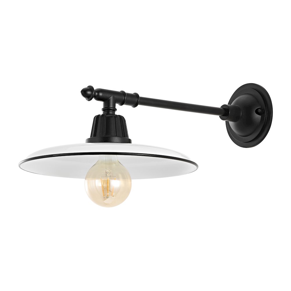 Bonner Farmhouse Industrial Indoor/Outdoor Iron Led Victorian Arm Outdoor Sconce. Picture 1