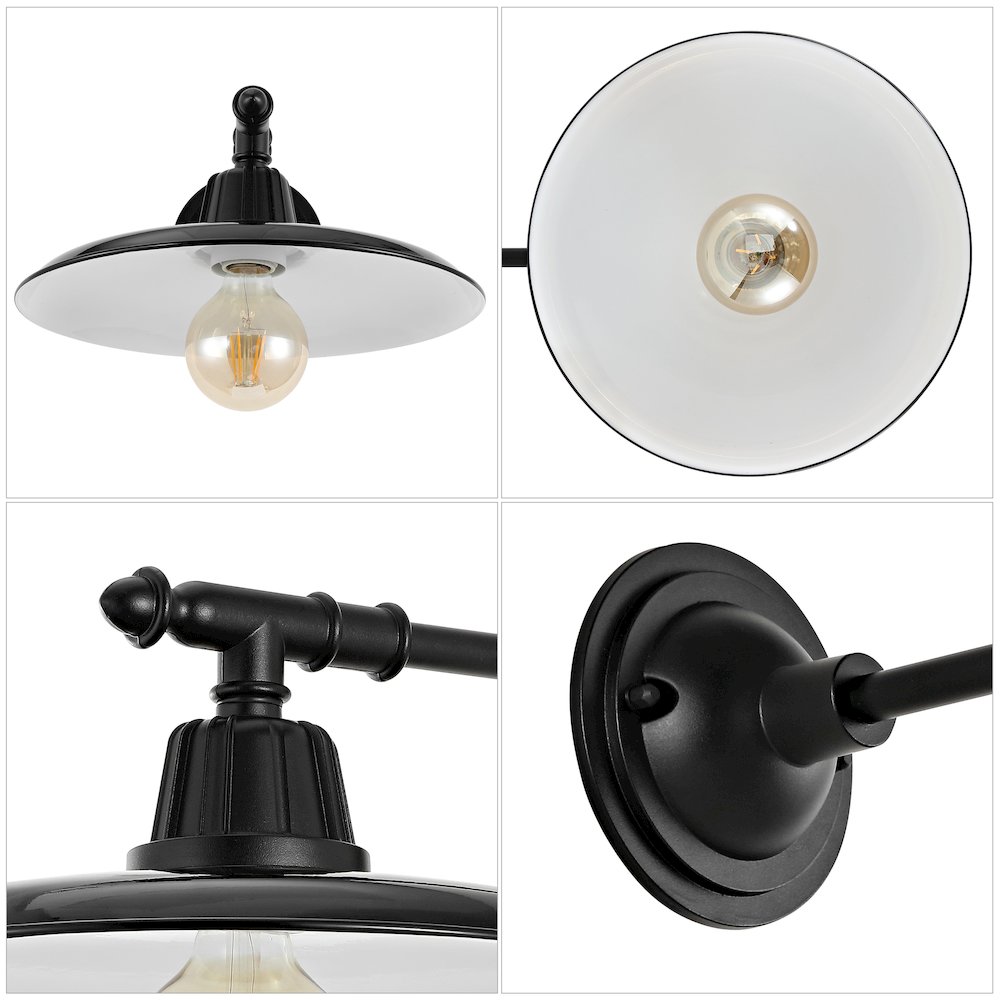 Bonner Farmhouse Industrial Indoor/Outdoor Iron Led Victorian Arm Outdoor Sconce. Picture 2