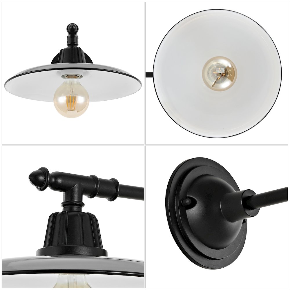 Bonner Farmhouse Industrial Indoor/Outdoor Iron Led Victorian Arm Outdoor Sconce. Picture 2