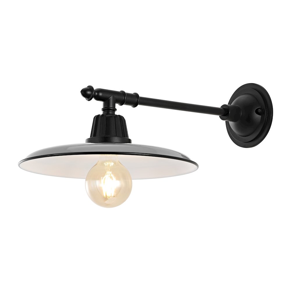 Bonner Farmhouse Industrial Indoor/Outdoor Iron Led Victorian Arm Outdoor Sconce. Picture 3