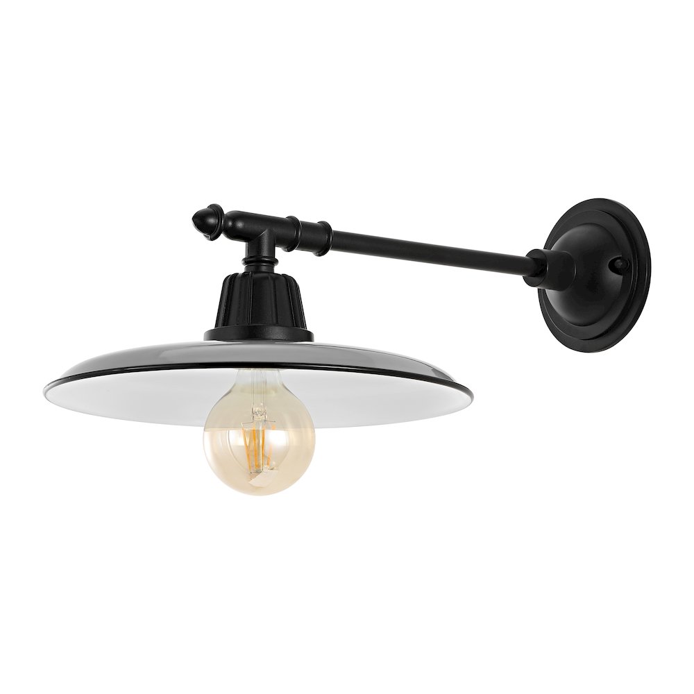 Bonner Farmhouse Industrial Indoor/Outdoor Iron Led Victorian Arm Outdoor Sconce. Picture 1
