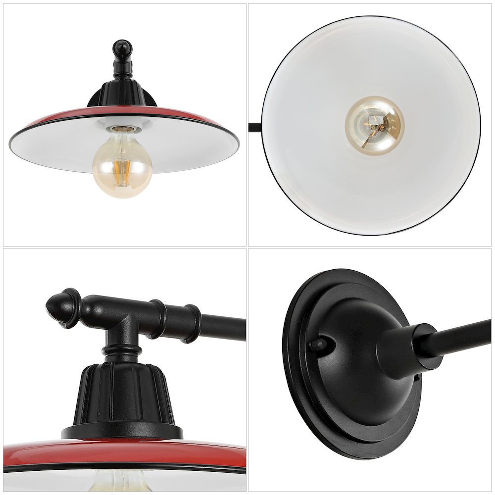Bonner Farmhouse Industrial Indoor/Outdoor Iron Led Victorian Arm Outdoor Sconce. Picture 2