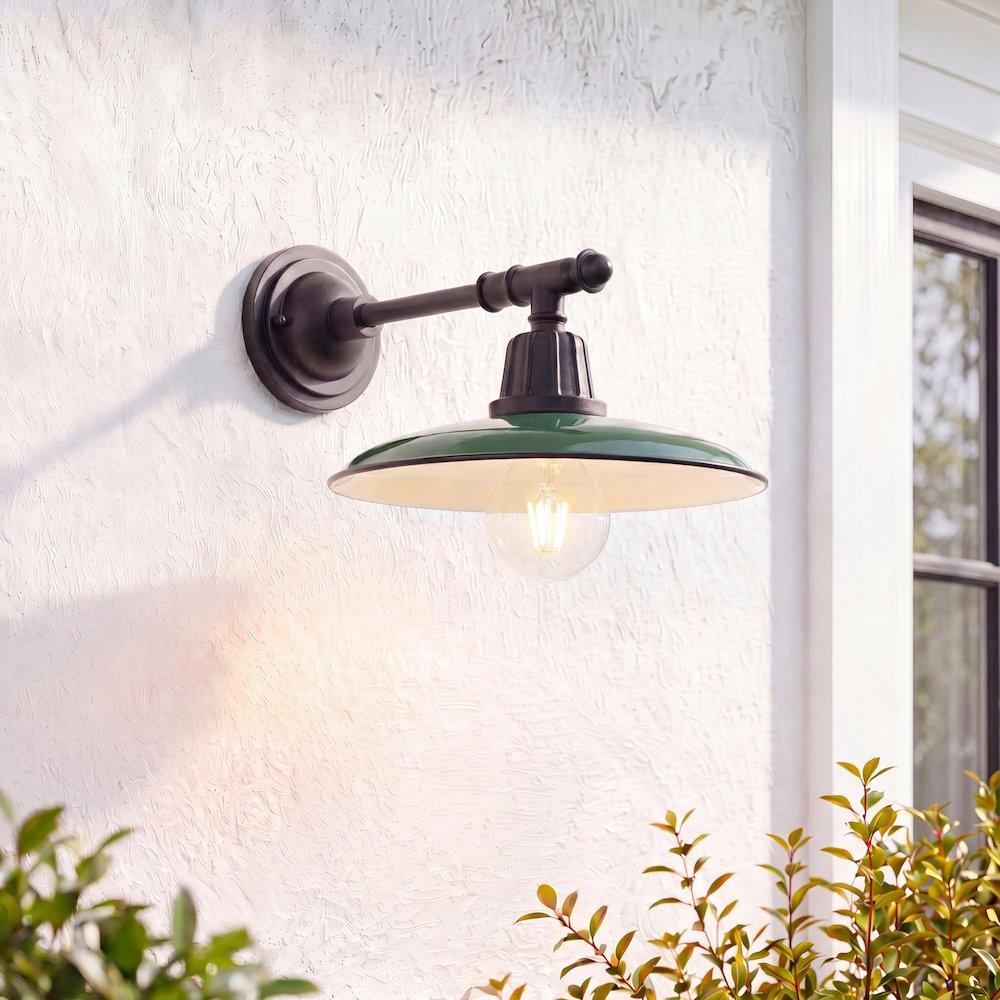 Bonner Farmhouse Industrial Indoor/Outdoor Iron Led Victorian Arm Outdoor Sconce. Picture 7