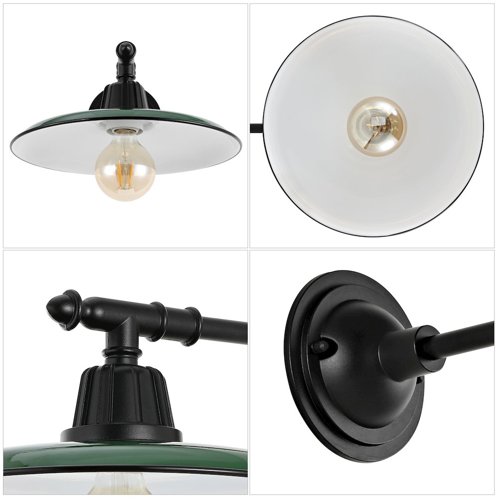 Bonner Farmhouse Industrial Indoor/Outdoor Iron Led Victorian Arm Outdoor Sconce. Picture 2