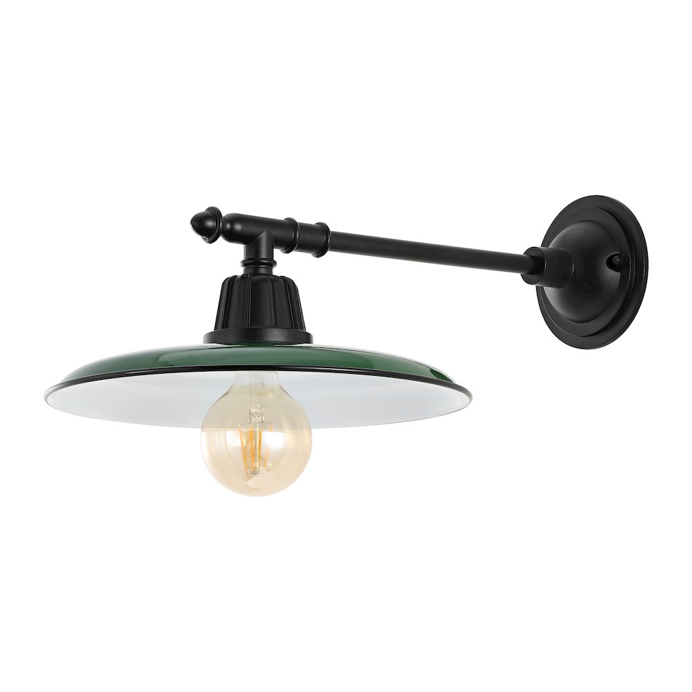 Bonner Farmhouse Industrial Indoor/Outdoor Iron Led Victorian Arm Outdoor Sconce. Picture 1