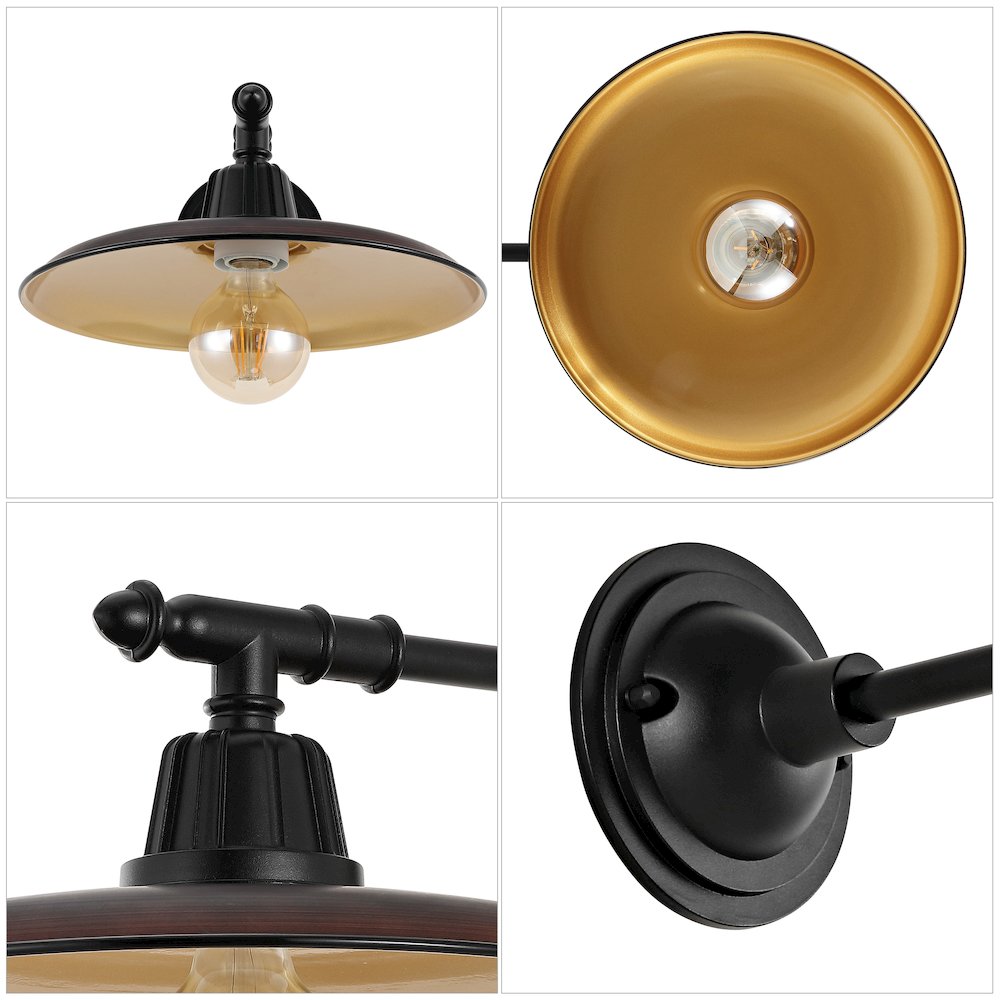 Bonner Farmhouse Industrial Indoor/Outdoor Iron Led Victorian Arm Outdoor Sconce. Picture 2