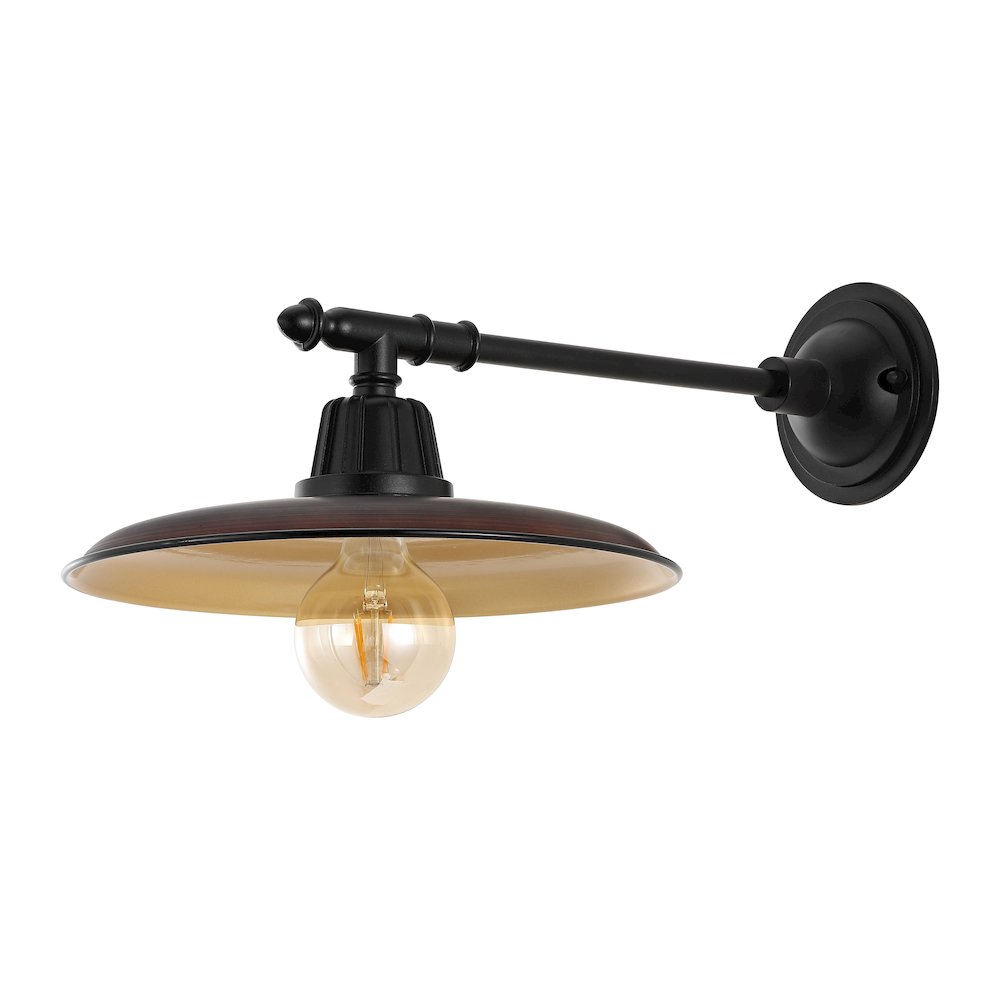 Bonner Farmhouse Industrial Indoor/Outdoor Iron Led Victorian Arm Outdoor Sconce. Picture 1