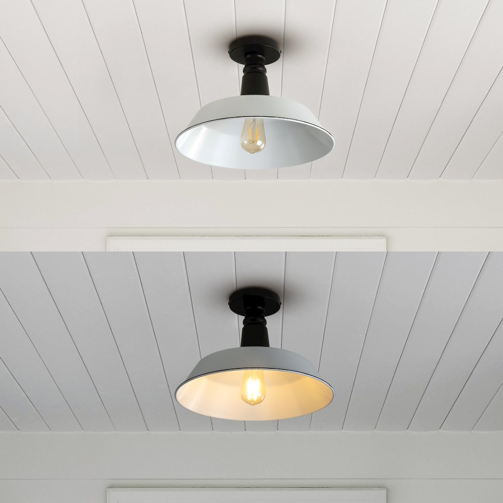 Camila Classic Industrial Indoor/Outdoor Iron Led Semi Flush Mount. Picture 8