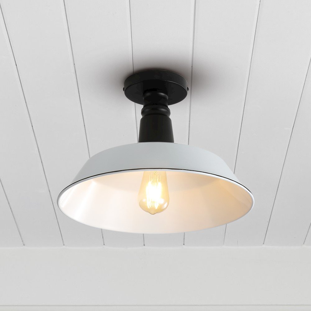 Camila Classic Industrial Indoor/Outdoor Iron Led Semi Flush Mount. Picture 6