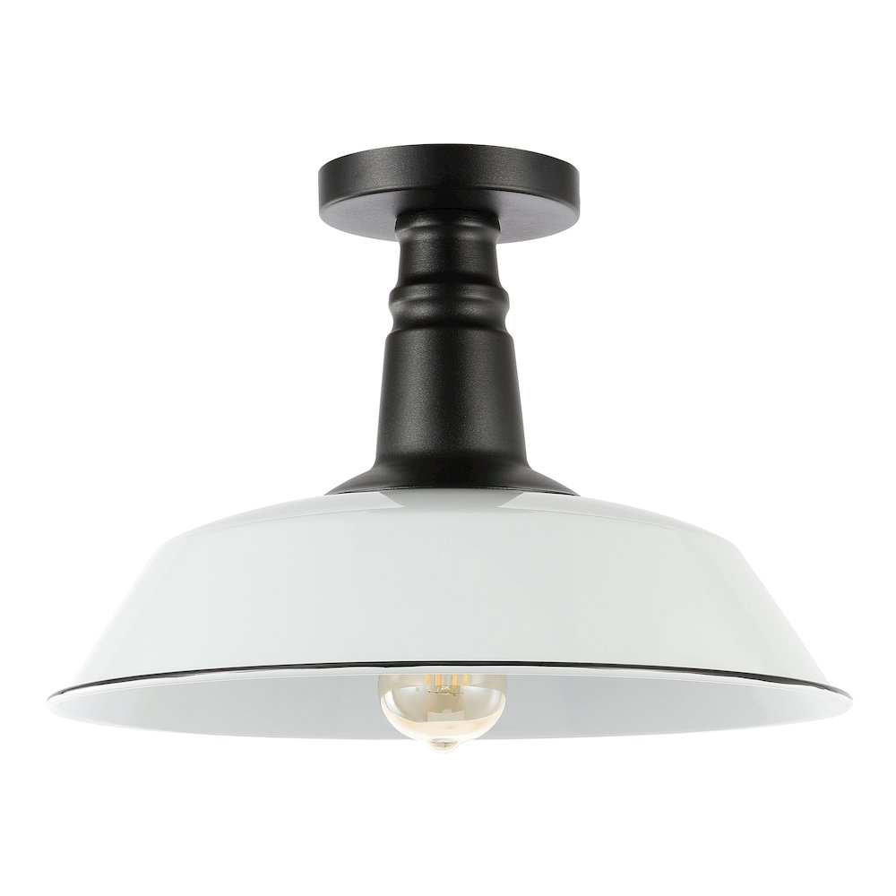 Camila Classic Industrial Indoor/Outdoor Iron Led Semi Flush Mount. Picture 1