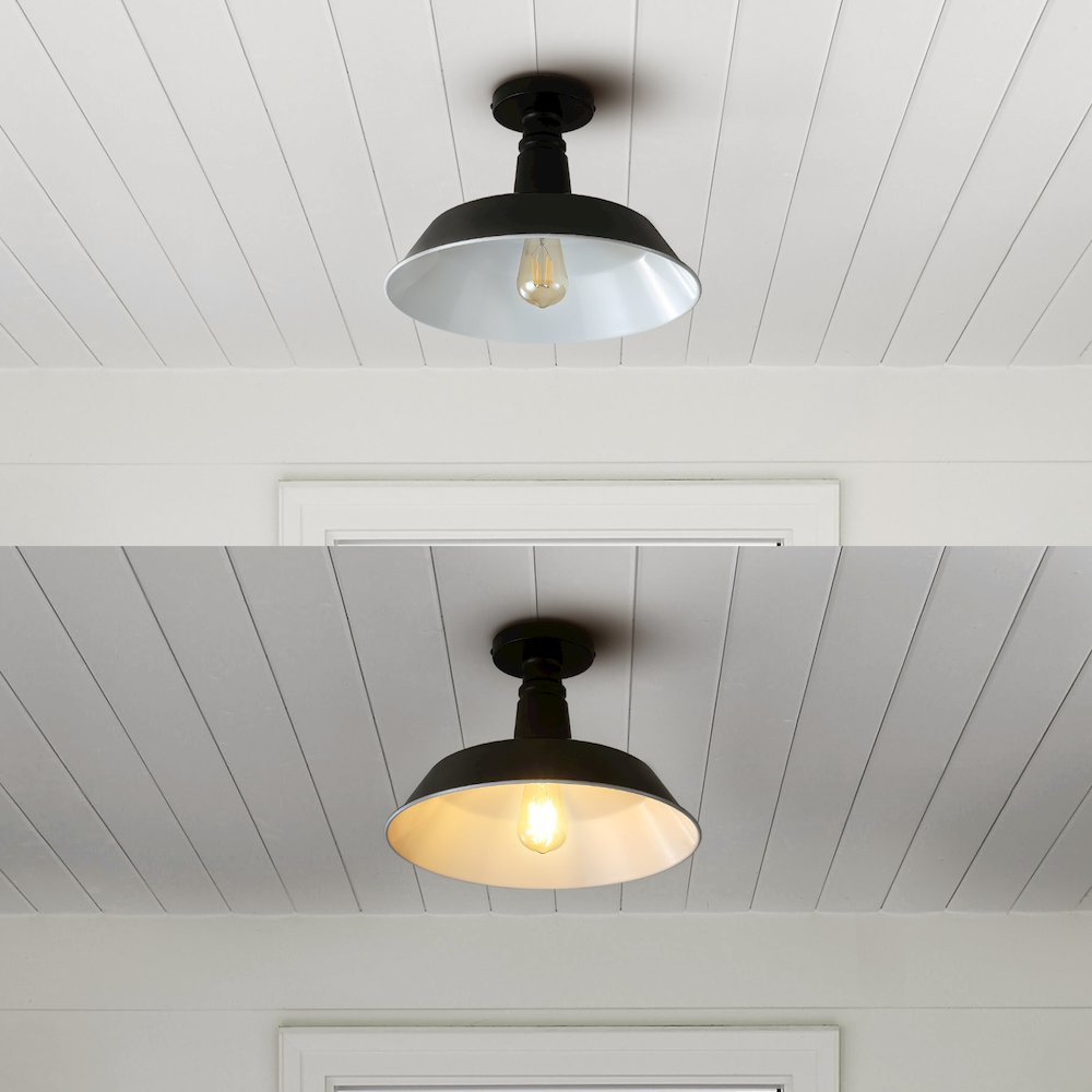 Camila Classic Industrial Indoor/Outdoor Iron Led Semi Flush Mount. Picture 8