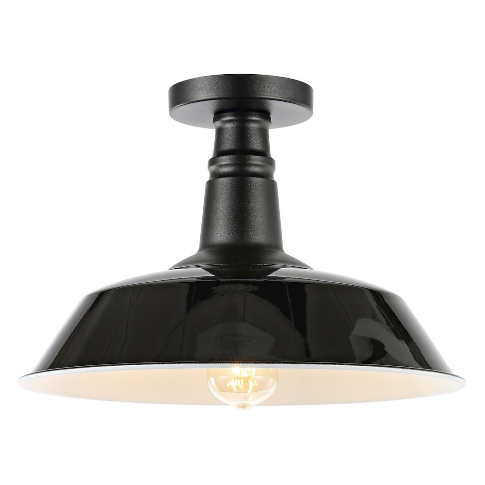 Camila Classic Industrial Indoor/Outdoor Iron Led Semi Flush Mount. Picture 5