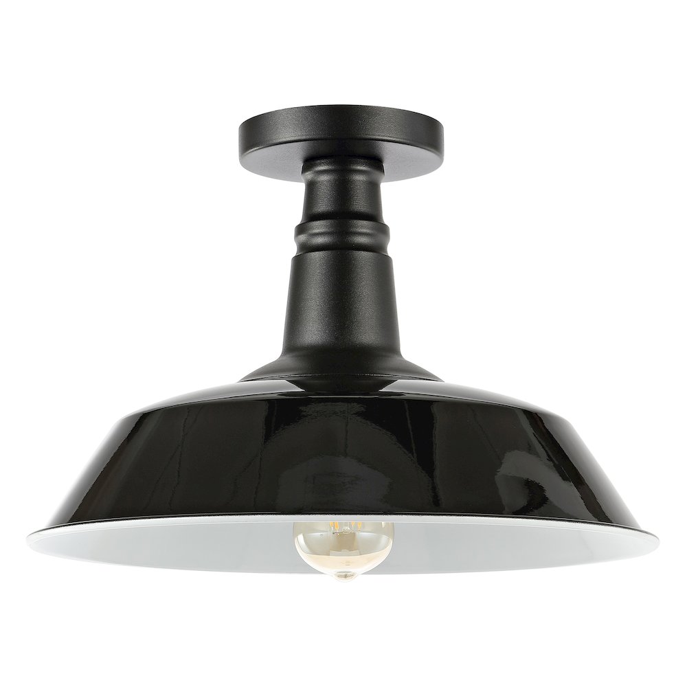 Camila Classic Industrial Indoor/Outdoor Iron Led Semi Flush Mount. Picture 1