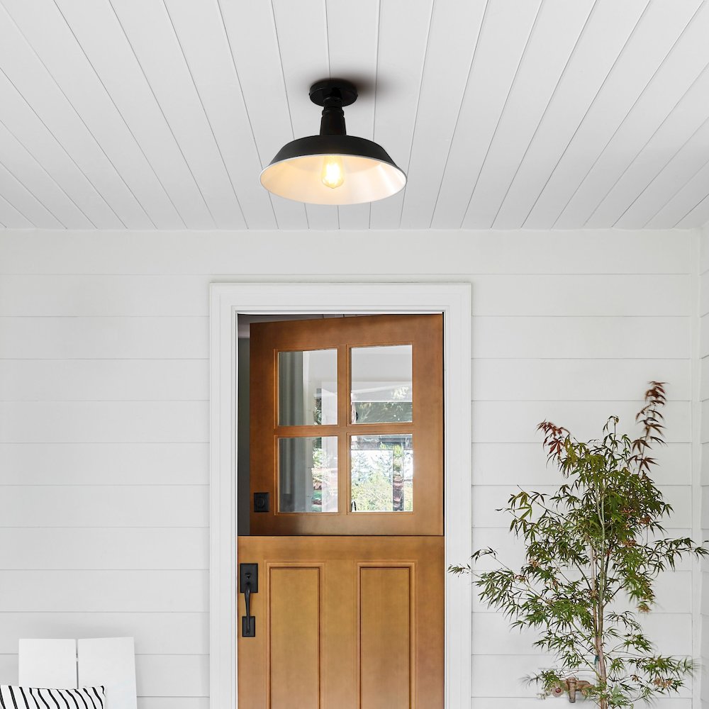 Camila Classic Industrial Indoor/Outdoor Iron Led Semi Flush Mount. Picture 4