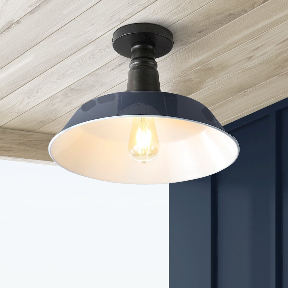 Camila Classic Industrial Indoor/Outdoor Iron Led Semi Flush Mount. Picture 7