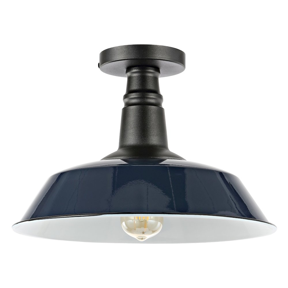 Camila Classic Industrial Indoor/Outdoor Iron Led Semi Flush Mount. Picture 1