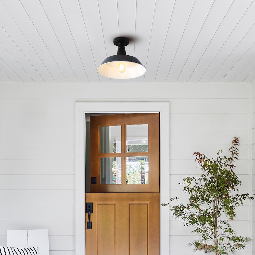 Camila Classic Industrial Indoor/Outdoor Iron Led Semi Flush Mount. Picture 4