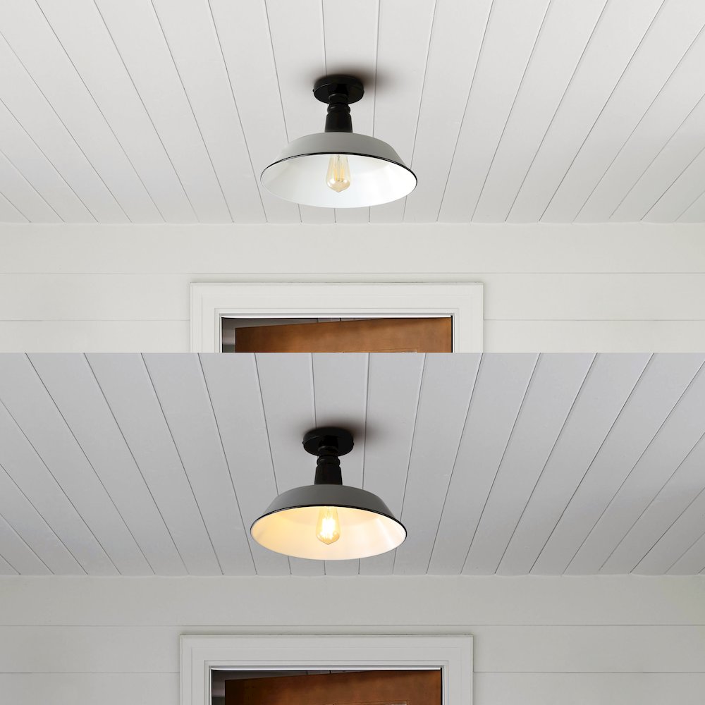 Camila Classic Industrial Indoor/Outdoor Iron Led Semi Flush Mount. Picture 8