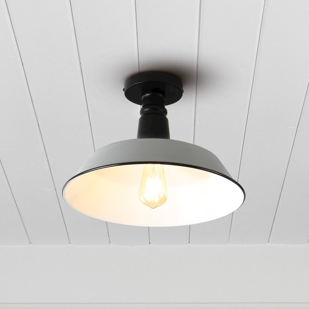 Camila Classic Industrial Indoor/Outdoor Iron Led Semi Flush Mount. Picture 6