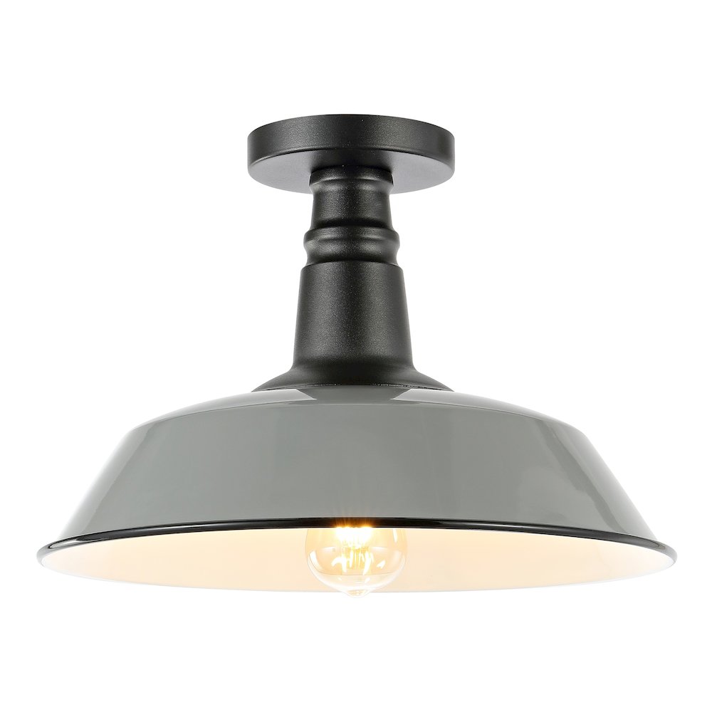 Camila Classic Industrial Indoor/Outdoor Iron Led Semi Flush Mount. Picture 5
